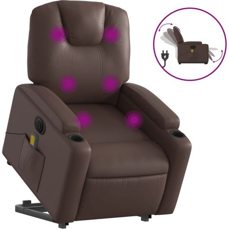 Maison Exclusive - Massagesessel mit Aufstehhilfe Elektrisch Brau