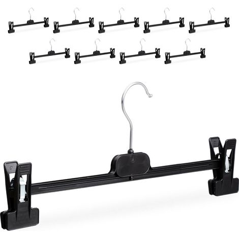 Hosenbügel, 10er-Set, Kunststoffclips für Röcke, rutschfest, 14 x 36 x 3 cm, schwarz (1/4)