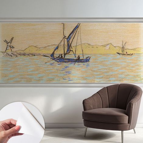 Papier peint adhésif décoratif avec colle pour salon chambre et bureau Installation rapide Calme marin 250x104 cm (1/5)
