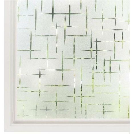 Milchglasfolie, statisch haftend, Sichtschutzfolie, elektrostatische Fensterfolie, nicht klebend, Anti-UV-Fensteraufkleber, Kreuzmuster, für Zuhause, Büro und Küche, 60 x 200 cm, ein Stück (1/4)