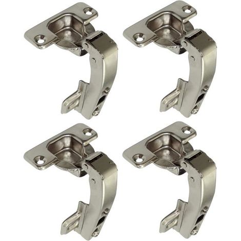 lot de 4 charnières Invisibles 90° clipsable - pour porte de meuble d'angle à une seule porte - avec amortisseur et clip - 35mm (1/5)