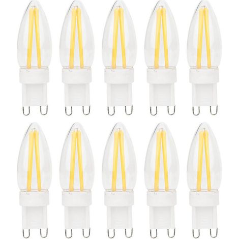 10Pcs G9 Dimmable Long Filament BiPin LED Light Bulb for Home Car Lighting 3W AC220V (1/5)