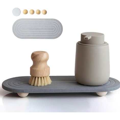 Plateau d'évier Multifonctionnel Plateau de comptoir Absorbant l'eau à séchage rapide Solution de rangement pour cuisine et salle de bain avec porte-brosse à dents Parfait pour organiser les u (1/5)