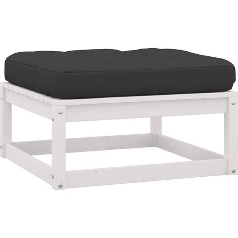 INLIFE Repose-pieds de jardin avec coussins 2 pcs Blanc Bois de pin (1/5)