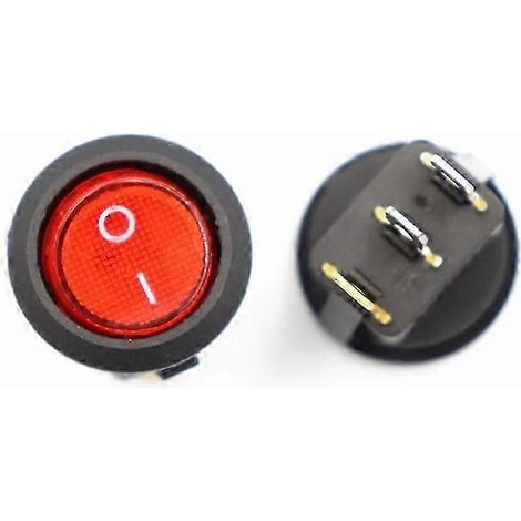 interrupteurs à bascule ronds marche/arrêt Kcd1 5v-12v / 220v avec éclairage LED pour tableau de bord de voiture, bateau ou camionnette (4 pièces rouges 220V) (1/5)