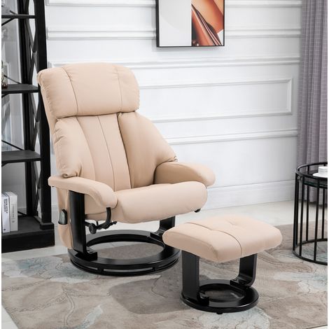 MEUBLIV Massagesessel beige mit Fußstütze, verstellbarer Rückenlehne und 360°-Drehung (1/5)