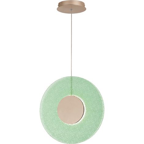 Suspension LED Ø45cm avec verre graniglia Candy - Vert foncé (1/2)