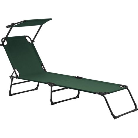 Tumbona tumbona plegable con sombrilla de acero PVC poliéster 187 cm gris claro 030000988