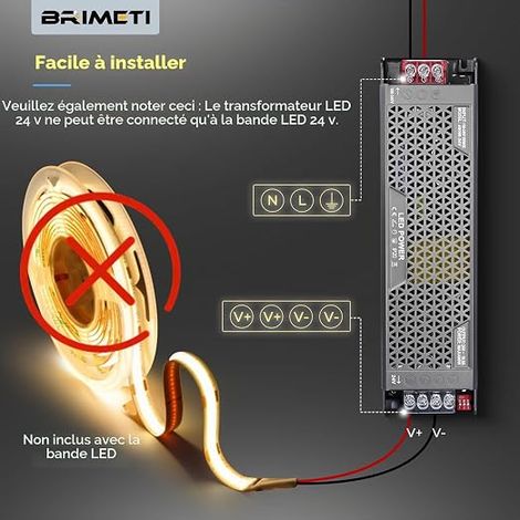 Transformateur LED 220V 24V 300W Alimentation Dimmable Basse Tension Driver AC à DC 12.5A Ultra Mince Convertisseur Transfo Constante Intérieur pour Bande Lumineuse (1/3)