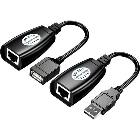 Répéteur De Réseau Et Adaptateur USB Ethernet pour USB Devices, Usage Domicile Et École, Transmission Rapide, Léger, Plastique Noir (1/5)