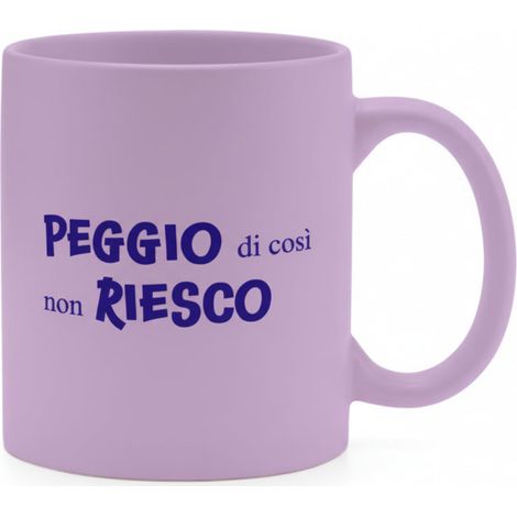 Più Forty +40 Mug Ceramica con Manico 32,5 Cl Stampa "Peggio di Cosi..." Viola Mat