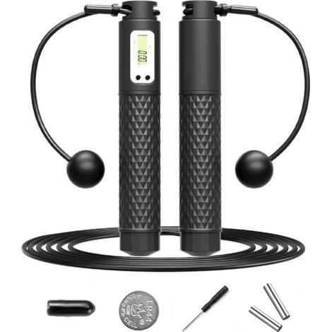 Corde à Sauter Poids - Compteur Intégré - pour Entraînement Cardio Adulte - 2 Modes - 1 Pièce (1/5)