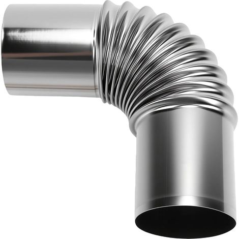 Coude de Cheminée Haute Température à 90 Degrés, Construction en Acier pour Une Ventilation Intérieure et Extérieure Sûre, 80 Mm (1/5)