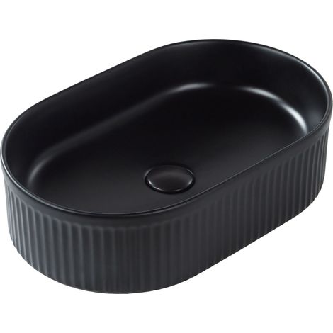 Lavabo da appoggio per bagno in ceramica opaca 490 x 310 mm Nero Geldo (1/5)