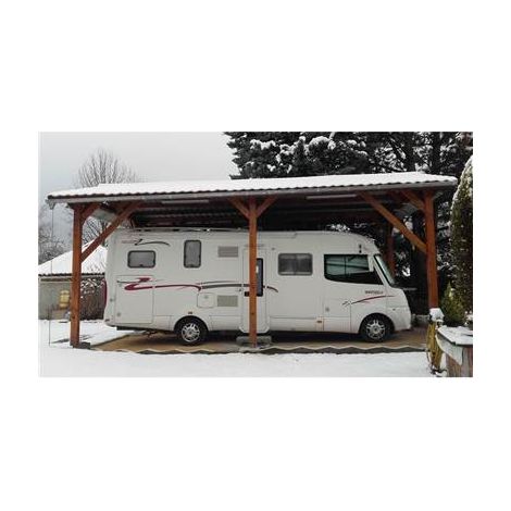 Cpbf – Abri deux pentes adossé 450x750cm – Bois douglas français – Carport 6 poteaux – Hauteur de passage 320cm – Fabrication traditionnelle