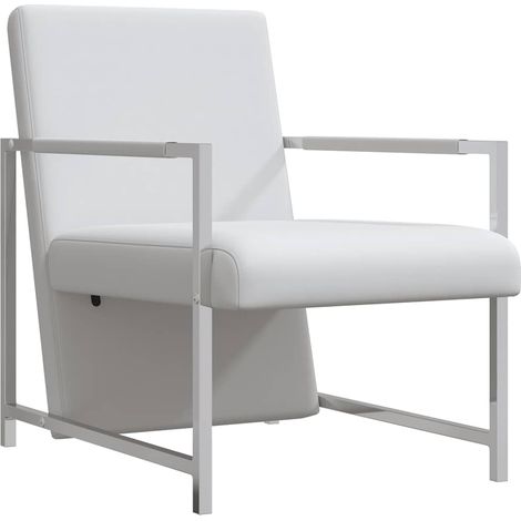 Maison Exclusive - Sessel mit Verchromten Beinen Weiß Kunstleder (1/5)