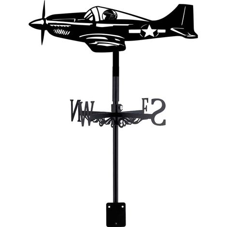Iron Weathervane for Fighter Airplane Weathervane Black Metal Wind Direction Garden Decoration for Roof Indicators Weathervanes Patio Garden Decoration (1/5)