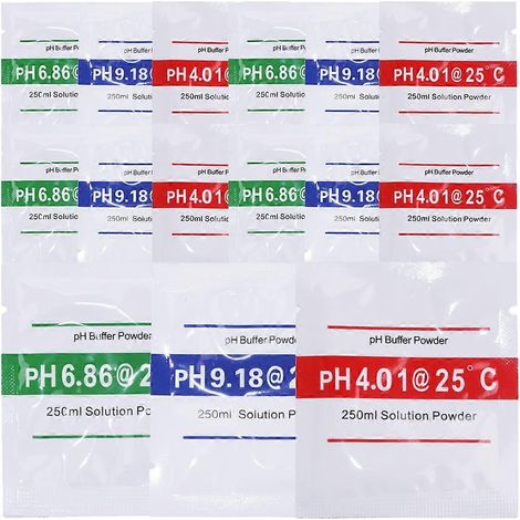 15 sachets de poudre pour solution d'étalonnage du pH (pH 4,01 + 6,86 + 9,18)-7x6cm (1/2)