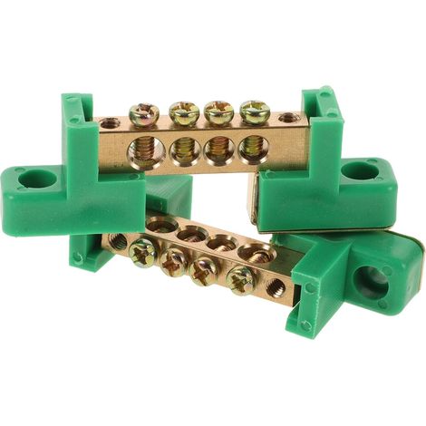 Kit de Barre Omnibus de Mise la Terre en Cuivre 2pcs 4 Bornes pour Distribution D'énergie et Équipements Électriques Robustes (1/5)