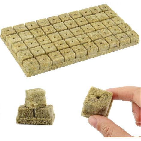 100 cubes de laine de roche hydroponique de 2,5 x 2,5 x 2,5 cm, pour la propagation de plantes. (1/5)