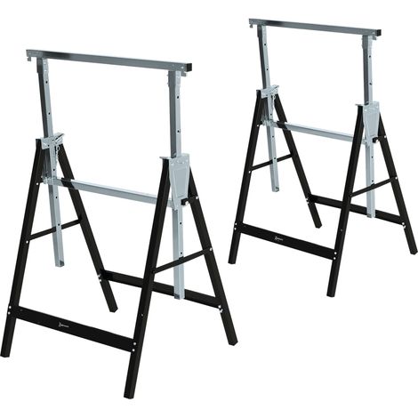 JSSEVN - Trépied, support de travail, hauteur réglable, pliable, métal, noir, 68 x 56 x 80-130 cm, charge maximale 200 kg (1/5)