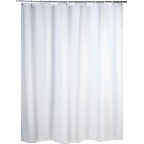 WENKO Rideau de Douche 120x200 cm, Rideau de Douche Blanc, Textile Lavable, 120x200 cm (1/5)