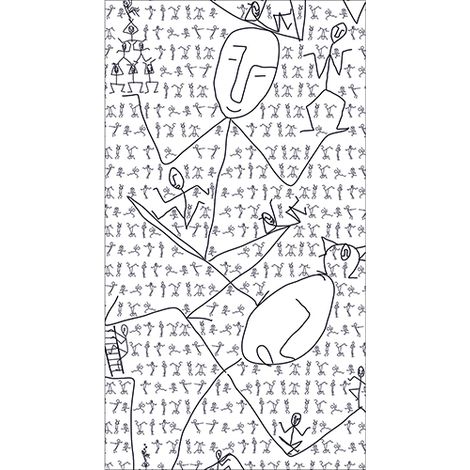Sticker réfrigérateur et lave vaisselle, bonhommes dessinés crayon géométrique, 180 cm X 100 cm (1/4)