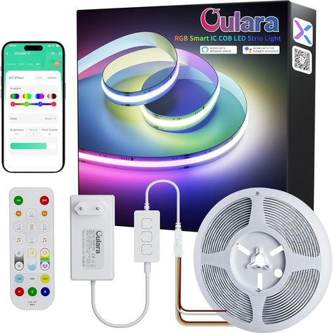 RGB Smart IC LED Strip COB 6M Color Change Flexible Strip Light Addressable LED RGB Strip with APP Control/Music Mode for DIY Projects Party Bedroom (1/5)