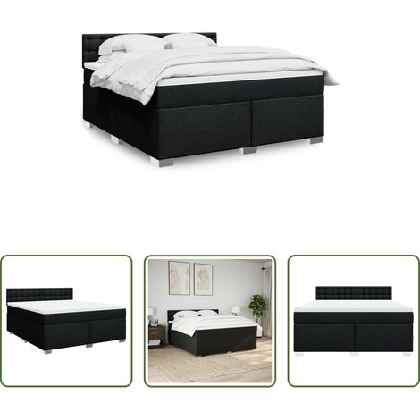 vidaXL Taschenfedern -  Boxspringbett mit Matratze Schwarz 180x200 cm Stoff (1/5)