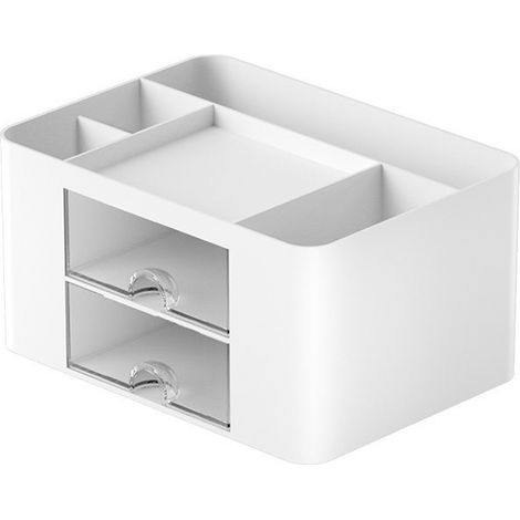 Organisateur De Bureau - Avec 2 Tiroirs Et 7 Compartiments - Pour Stylos Crayons Matériel De Bureau Et Artisanat - 19,5 x 14 x 10 cm (1/5)