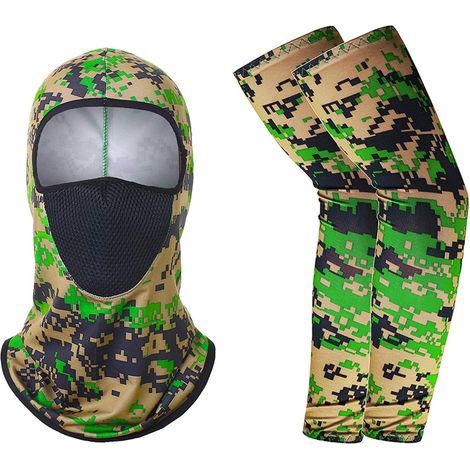 Masque facial d'équitation cagoule - Cache-cou refroidissant protecteur UV avec manches de couverture de bras en soie glacée pour hommes/femmes (1/5)
