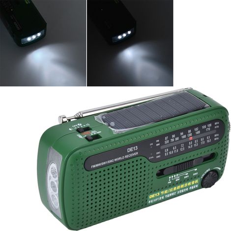 Radio FM, AM et ondes courtes toutes bandes, radio portable rechargeable avec alarme et LED (1/5)