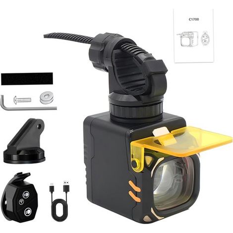 Luz delantera para bicicleta,recargable,con control remoto inalámbrico,luz alta/baja ajustable + modo niebla,ideal para ciclismo nocturno (negra) (1/5)