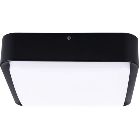 Plafonnier lampe de porte d'entrée Lampe d'extérieur Smart LED applique murale dimmable, contrôle d'application, fonte d'aluminium noir, 14W 1400lm 3000K, LxPxH 25x25x8 cm,  Eglo 97295 (1/5)