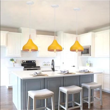 kawoo Lot de 3 Lustre Salon Moderne Orange,E27 Lampe Suspension Industrielle Style Nordique pour Salon Chambre Cafe Bar,ø20cm (1/4)