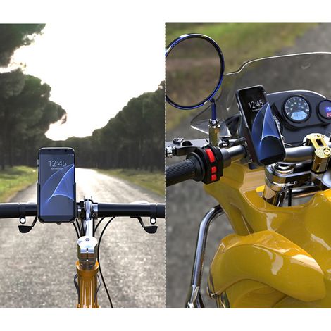 360° drehbare Fahrrad-Handyhalterung, universelle Motorradlenkerhalterung aus Aluminiumlegierung, Smartphone-GPS-Navigationshalterung, robust und verstellbar. (1/5)