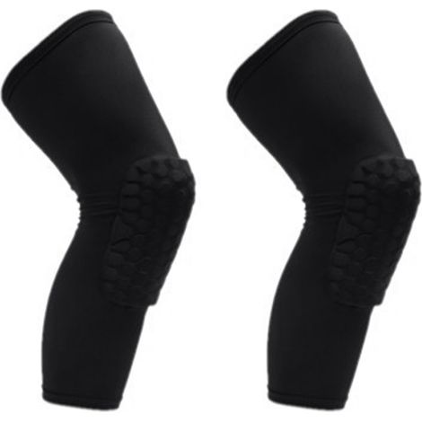 Genouillère de Compression Longue pour Sport avec Protection Anti-Choc - Structure Alvéolée - Noir Taille L (175-185 cm) (1/5)