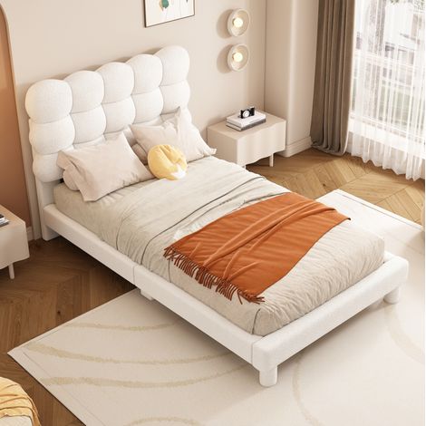 Letto singolo imbottito con testiera regolabile 90x200 OKMYHOME (1/5)