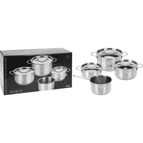 Juego de cacerolas 7 piezas acero inoxidable 6 mm Excellent Houseware (1/3)