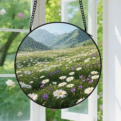 Suspension en vitrail - Attrape-soleil élégant artistique, décoration fenêtre porte, cadeau Fête des Mères, Noël pour femme, maman 12,5 cm (1/5)