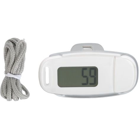 Podomètre portable, léger et précis, rechargeable par USB, avec grand écran LCD et cordon, pour femmes, hommes et enfants (blanc).