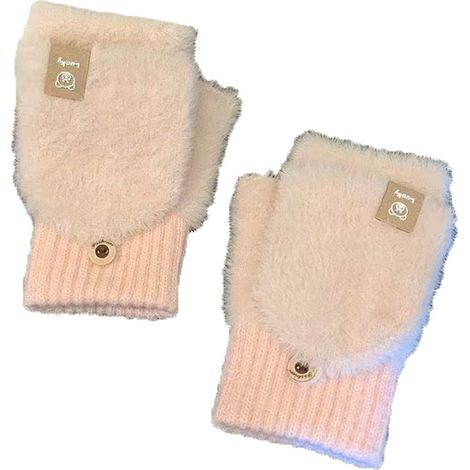 Gants Sans Doigts - Molleton Doux - Pour Écriture Cyclisme Appareils Tactiles - Hiver - Femme - Paire
