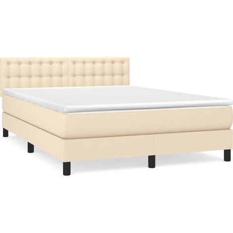 Maison Exclusive - Boxspringbett mit Matratze Creme 140x200 cm St