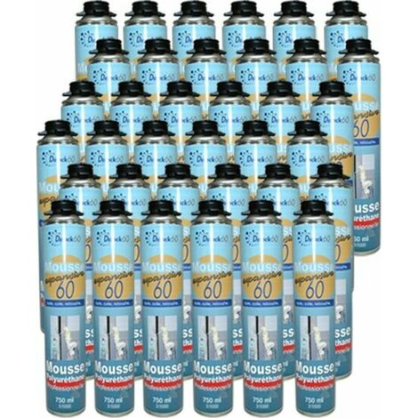 DSTOCK60 - 36 mousses polyuréthane expansives 750 Ml - Isole. colle et rebouche - Mousse pistolable - Extérieur et intérieur