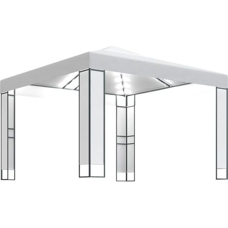 Tonnelle avec double toit et lumières LED 3x3 m Blanc