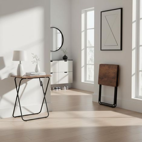 Petite Table D'entrée pour Plantes, Table Pliante D'appoint, Bois et Métal, Gain de Place, Meuble de Couloir, Facile à Transporter (1/5)