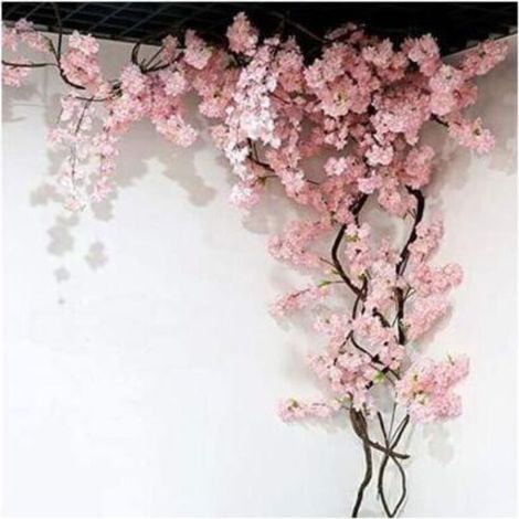 Fleur Artificielle 105 Cm Faux Cerisier Fleur Arbre 3 Fourche Sakura Branche Fleur Artificielle Soie De Mariage Fond Décoration Murale (1/4)