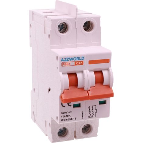 Interruttore Magnetotermico DC Senza Polarità 500V Curva C 2P 2M 10000A IP20, Corrente Disponibili 16A 20A 25A 32A  (32A)