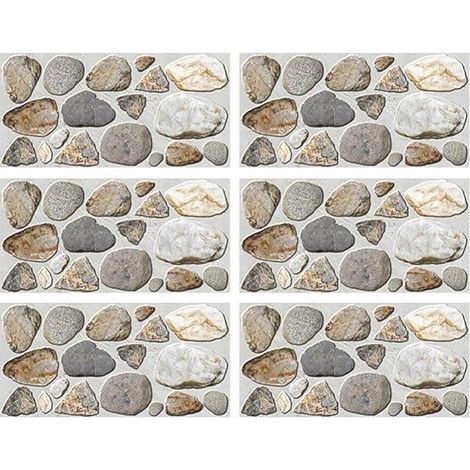6 Feuilles De Galets Stickers Muraux Vinyle Auto- Adhésif Amovible Mur De Galets Peintures Murales pour La Cuisine Salle De Bains 30X15cm (1/5)