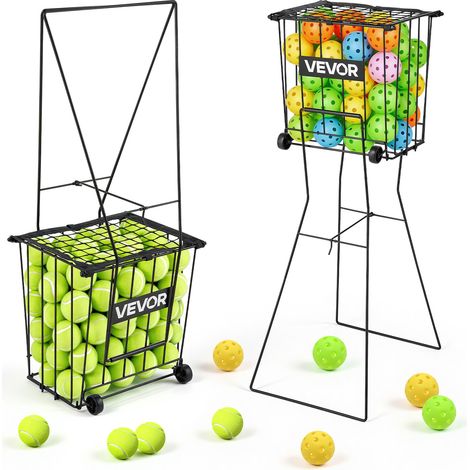 VEVOR Carrello Porta Palline da Tennis 2 in 1 con Cestello, Capacita 75 Palline, con Ruote Scorrevoli e Struttura Resistente, Facile da Spostare, Contenitore Portatile per Allenamento e Pickleball (1/5)